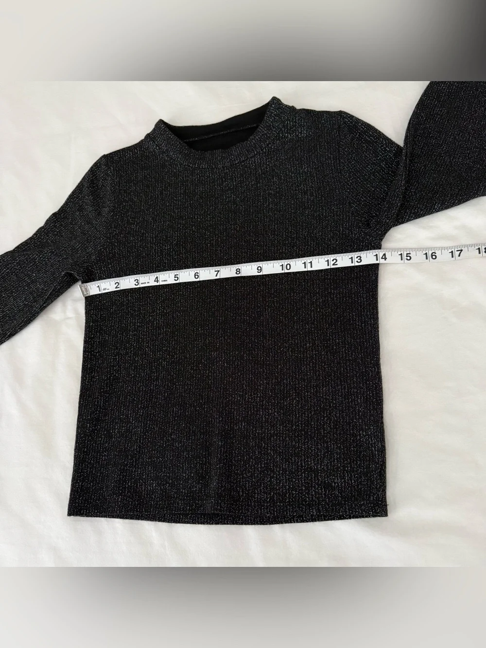 Justice Girls Black Metallic Sparkle Long Sleeve Top Fall Halloween Autumn 12